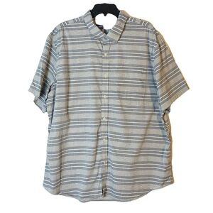 Old Navy Blue Striped Everyday Shirt XXL Mens Regular Fit Built In Flex Classic
